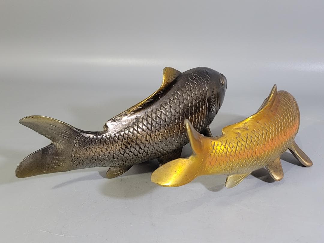 DT593 双魚 金銀 置物 銅製