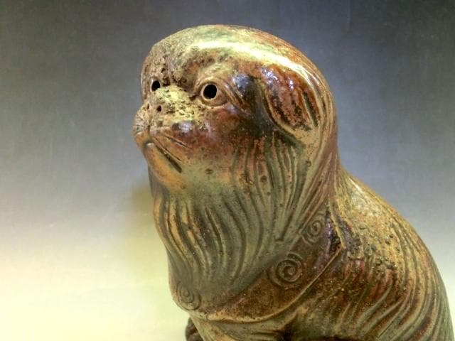 置物■古備前 犬 ちん 江戸時代 オブジェ 戌 古美術 時代物 骨董品■