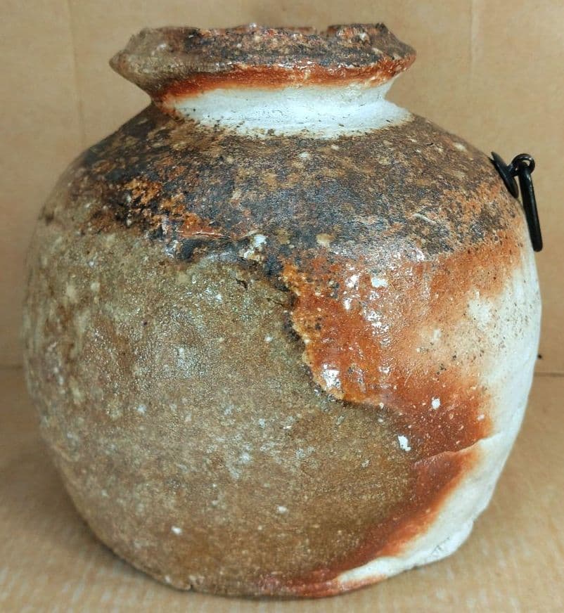 杉本貞光 信楽掛花入(信楽蹲壷）裏千家十五代 鵬雲斎 書付 共箱 寺垣外窯 美品