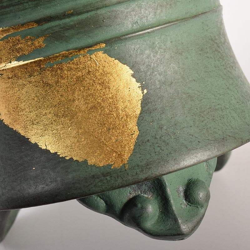 平安　秦蔵六造　塗金銅香炉　「瑞雲」　共箱　D　R7792