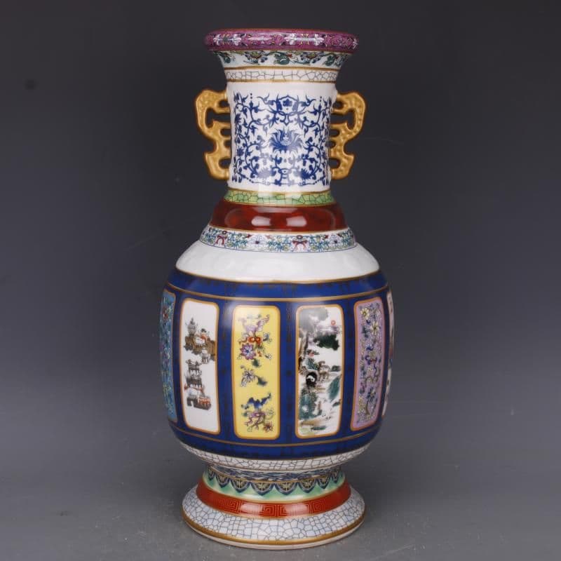 清乾隆蒔金琺瑯彩花鳥磁器王瓶 景徳鎮 陶磁器 装飾品 工芸品 美術品 置物