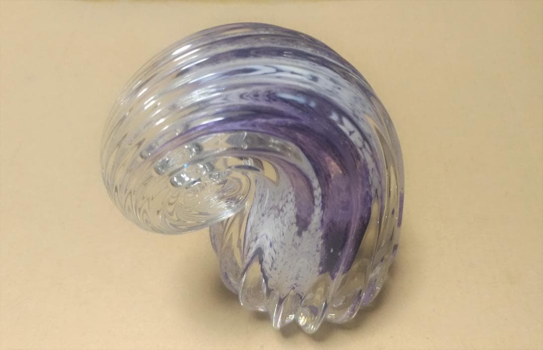 新品 ガラス工芸品 オブジェ 1997年度 作家物 サイン 銘 刻印 美術品 渦