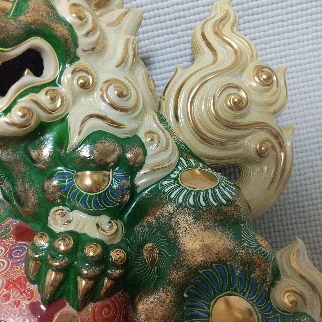 N*n様 打出の小槌♪30cm狛犬 レア色 金運/魔除け 九谷焼