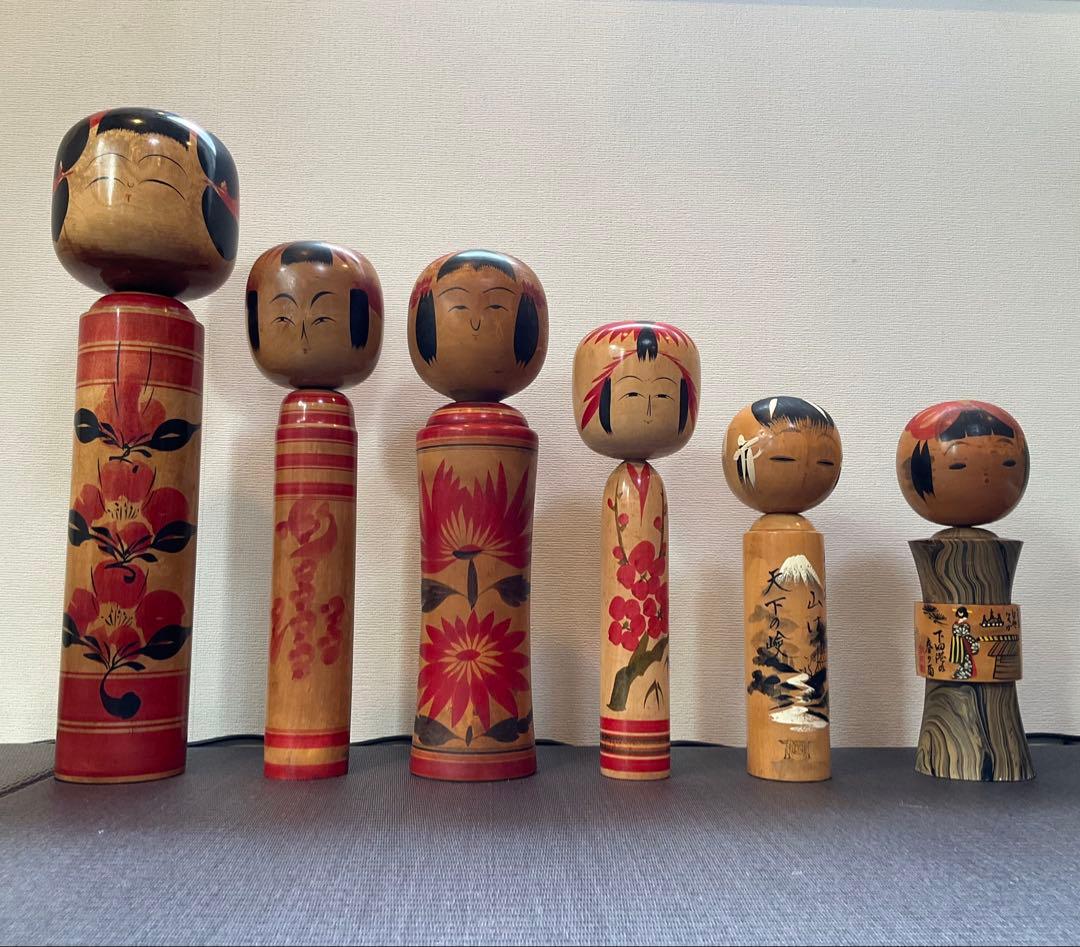 【レトロ】布袋様の一刀彫、こけし　14体【体長　約15㎝〜45㎝】