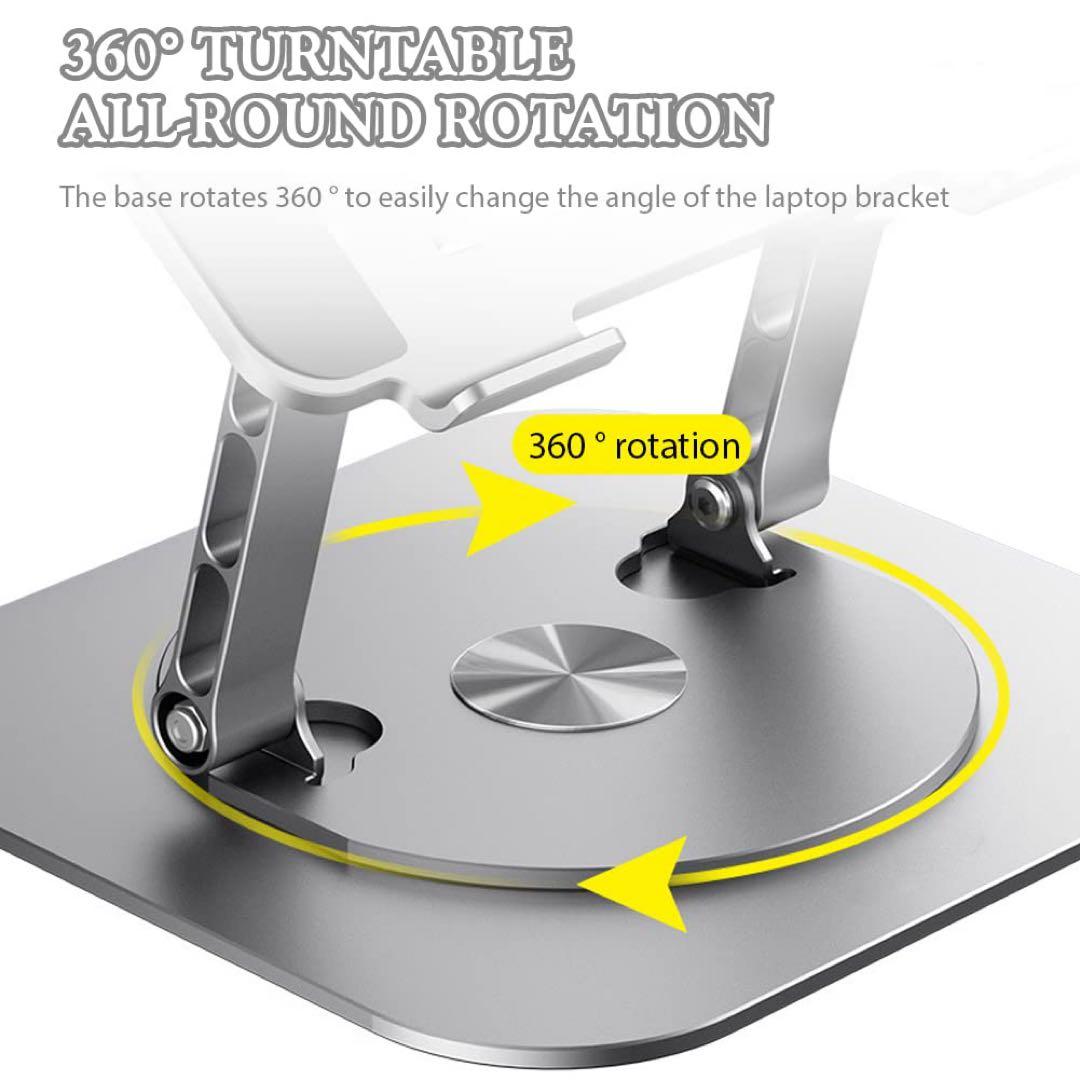 ノートパソコンスタンド 回転ブラケット 360 折りたたみ式シルバー