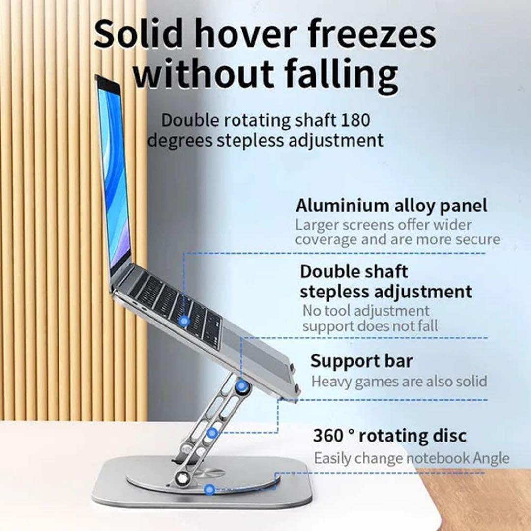 ノートパソコンスタンド 回転ブラケット 360 折りたたみ式シルバー