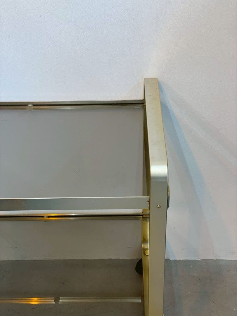 【希少】ヴィンテージ ゴールド ガラスワゴン キッチンワゴン ミッドセンチュリー