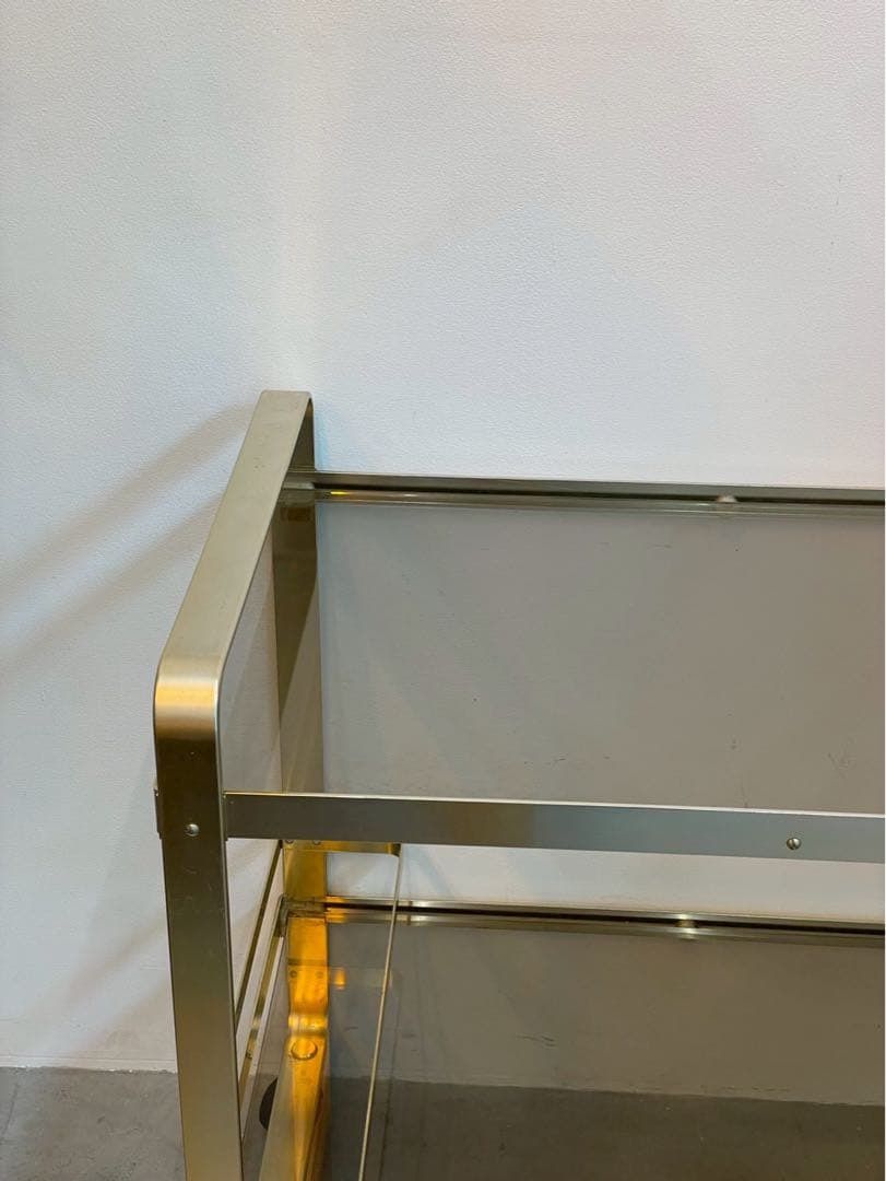 【希少】ヴィンテージ ゴールド ガラスワゴン キッチンワゴン ミッドセンチュリー