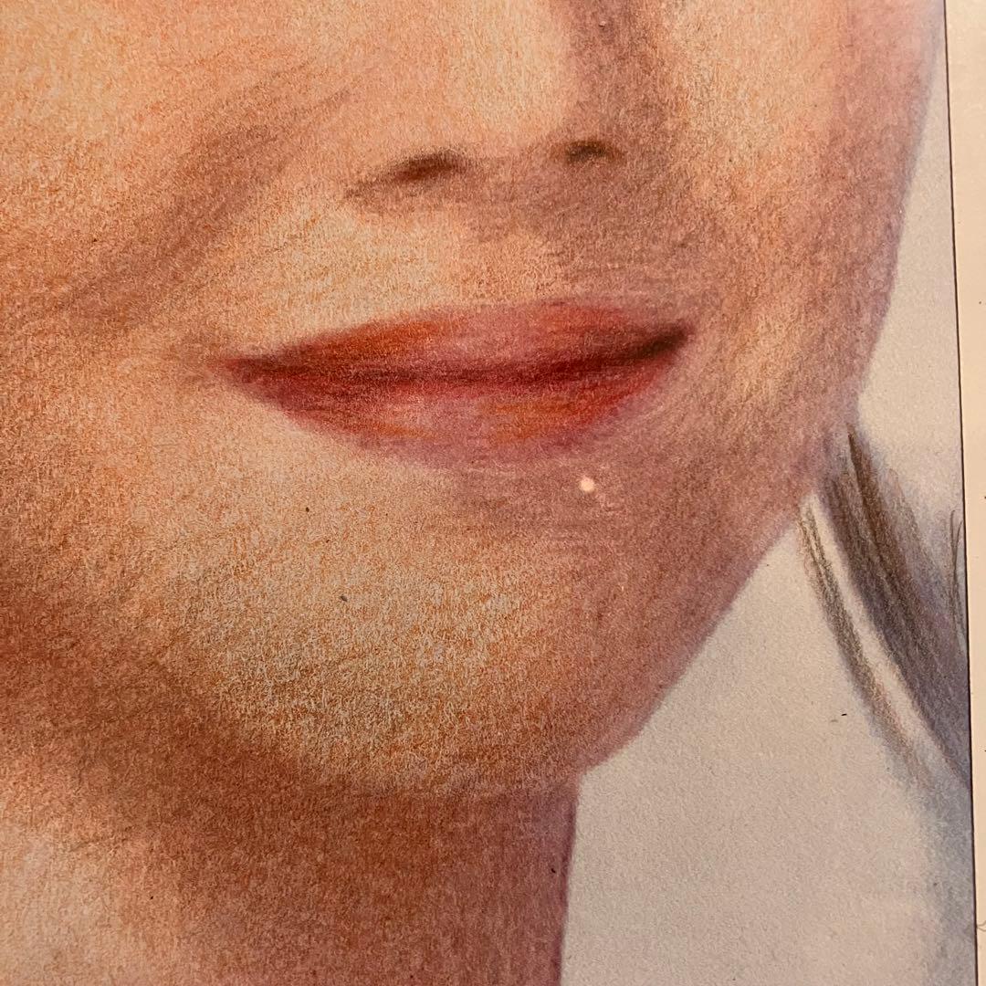 女優画29 額装品　額縁寸法32.7cm×24.0cm　カラー着色　定款付