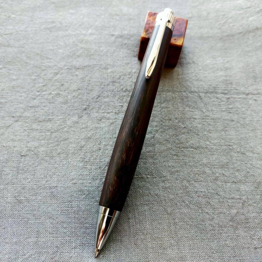 バーミーズブラックウッド　ハンドメイド　木軸ボールペン　G2　天然木　シルバー