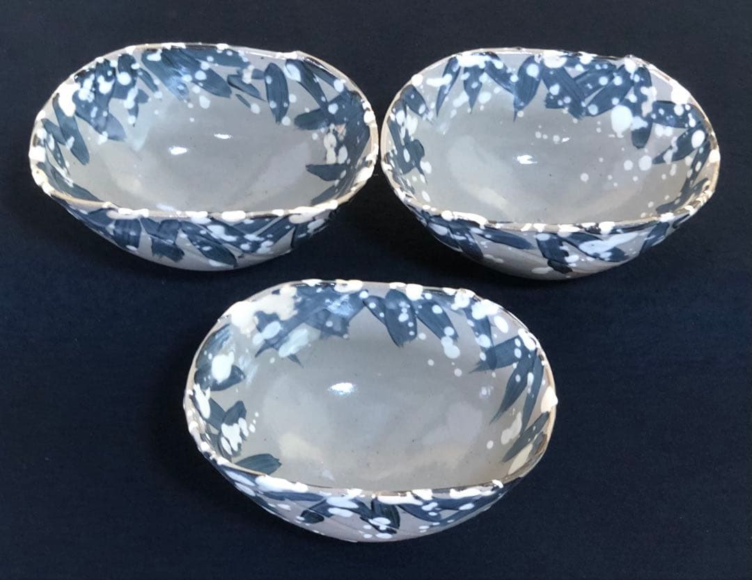 《R》懐石 雪笹 向付3客 丹波 杉原祥公作 共箱　260126く1