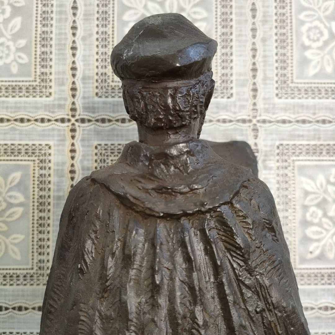 島村俊和作 ブロンズ製ヨハネス・グーテンベルク像 1987年制作 高36.5cm