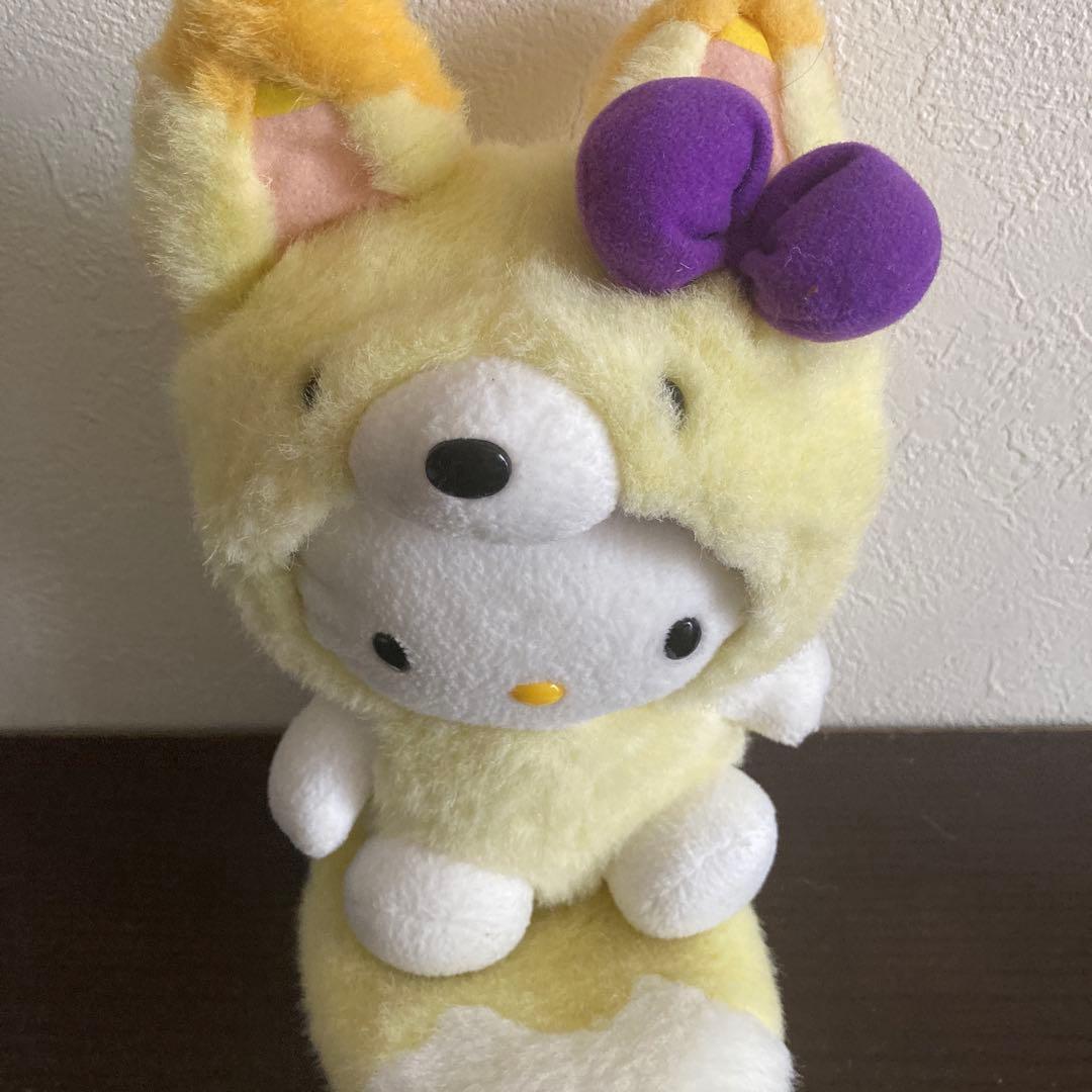 北海道限定　2004年製キティちゃん着ぐるみぬいぐるみ　ラベンダーキタキツネ