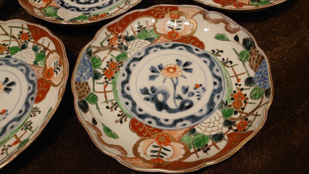 大聖寺伊万里　古伊万里　伊万里　中皿　7寸皿　蔵出し　5客