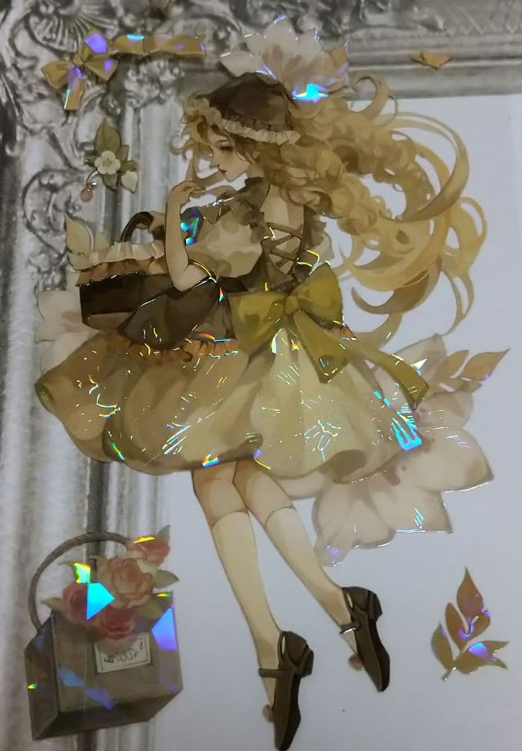 J666＃花姗翩翩(贝壳光)一木一横切り売り海外人物マステ女の子