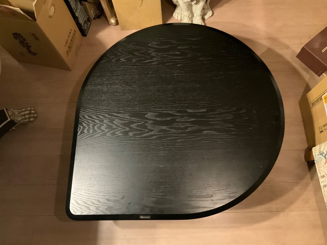 KOIZUMI 半円ローテーブル 黒 木目 座卓/ちゃぶ台 ※たのメル便込み