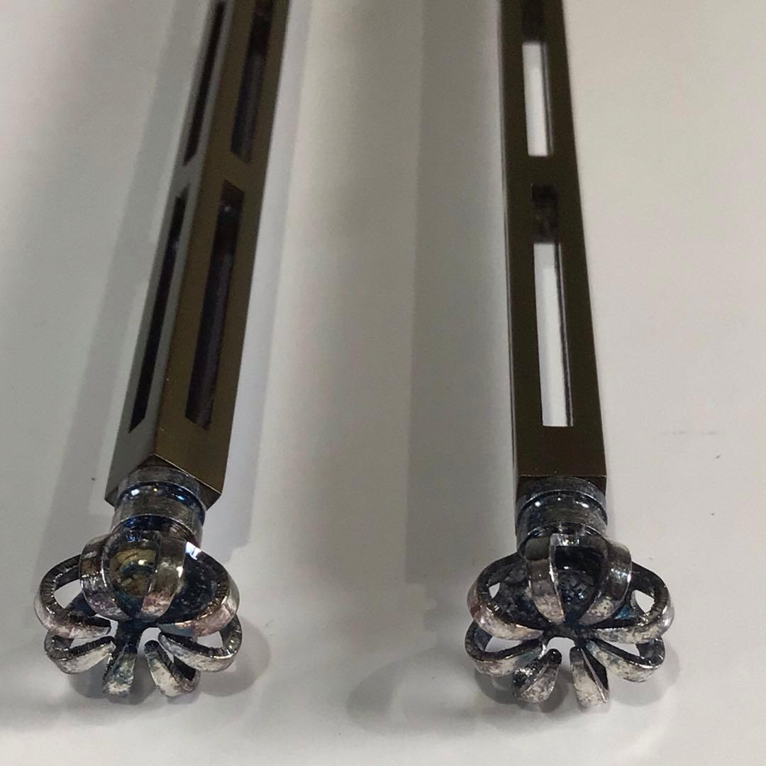 Ｐ６２７　火箸　『木村清五郎造』『菊頭』『四方すかし』『飾火箸』　共箱　茶道具