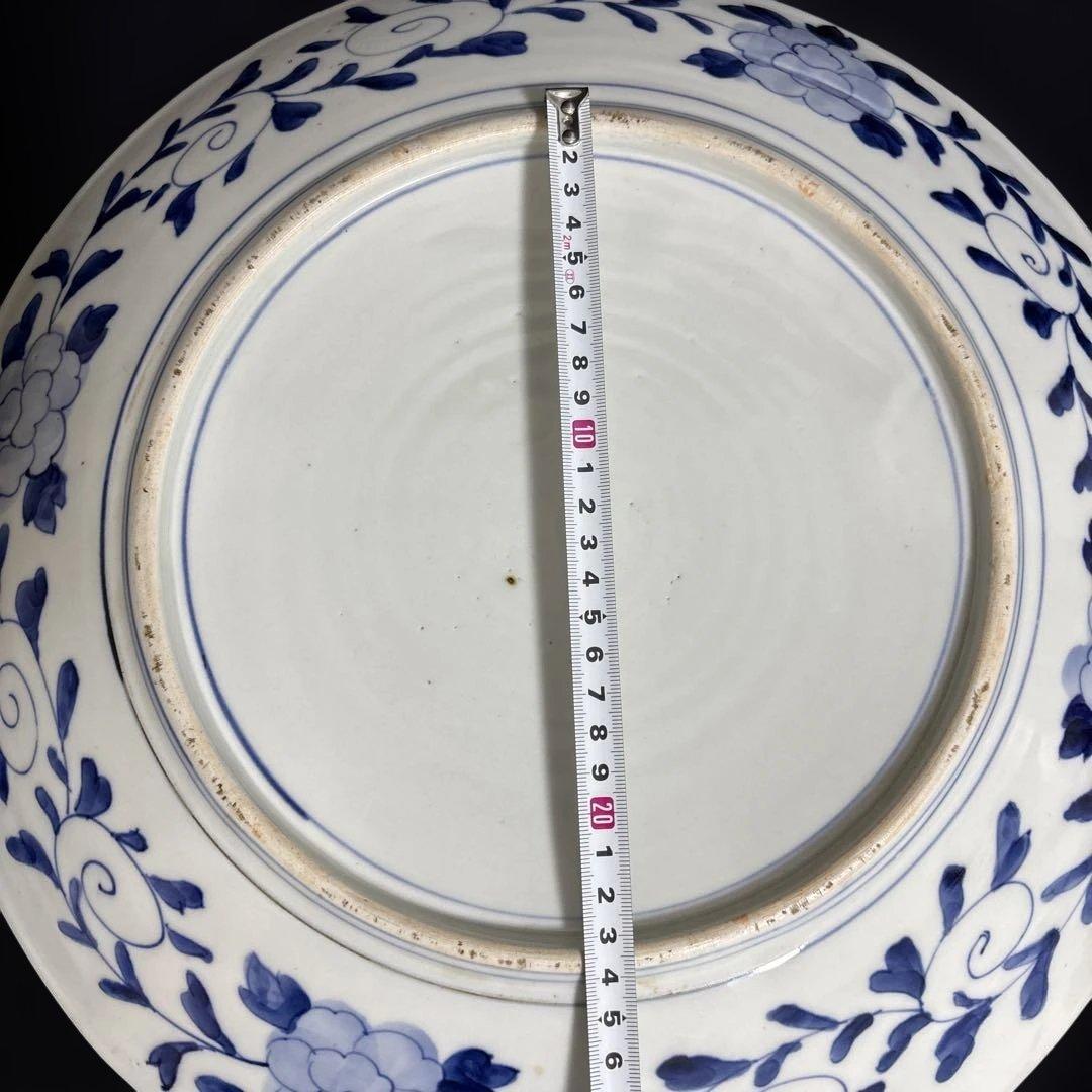 古伊万里 人物 骨董品 直径40センチ 大皿 色絵 人物馬山水図柄