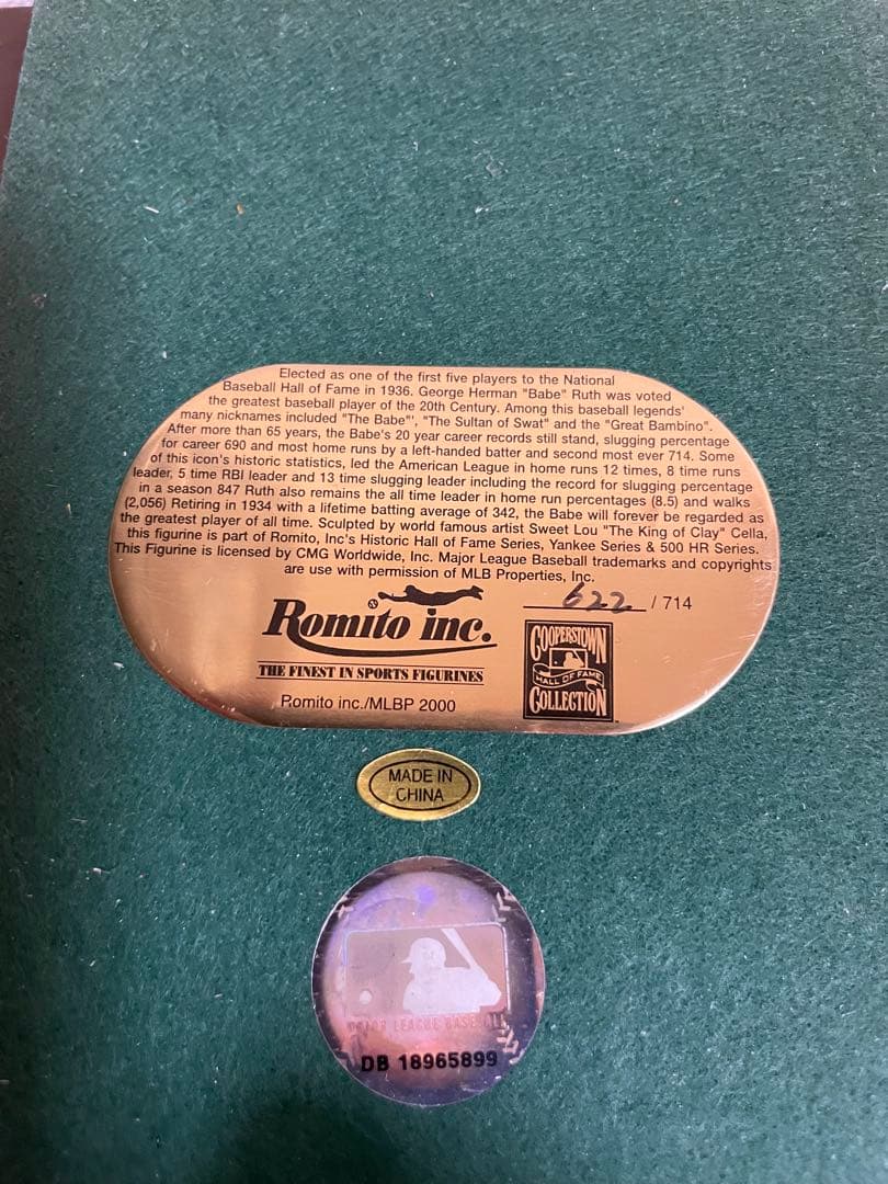 希少！　Babe Ruth フィギュア 714本塁打記念　ROMITO製