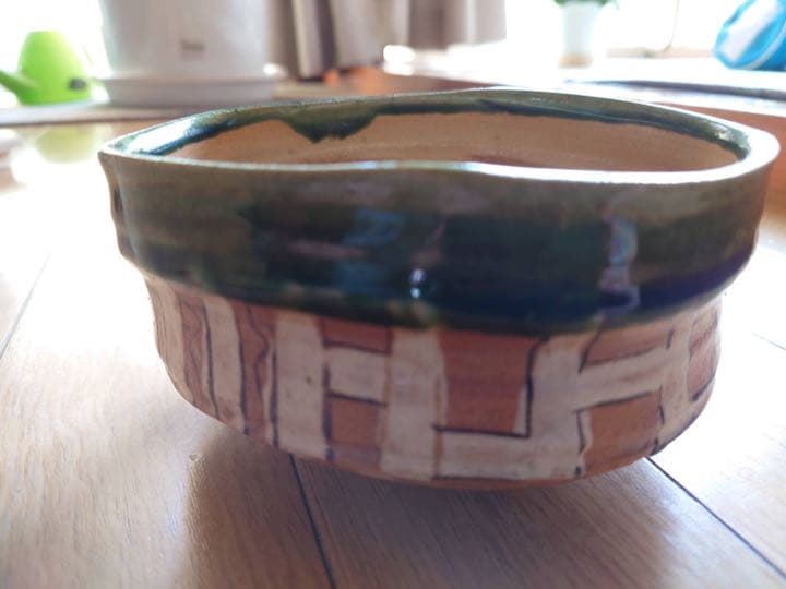 赤織部　茶碗　　　不二窯　佐藤和子