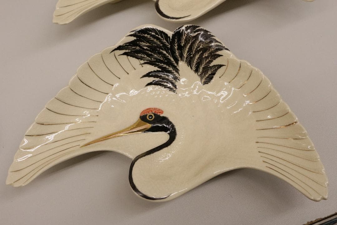 薩摩焼宗家★壽宮陶苑★鶴型伺付★５枚組★鶴の形の皿5枚