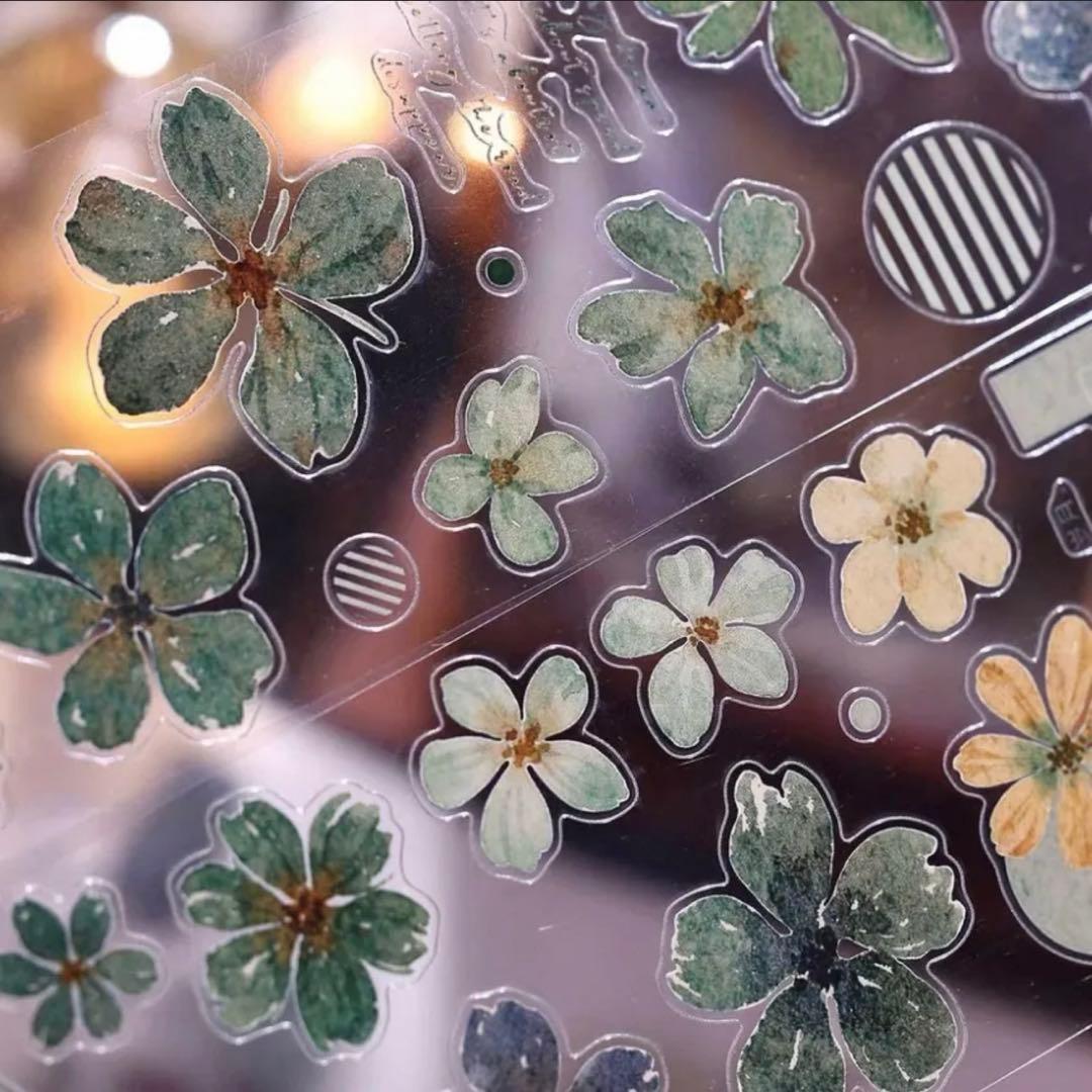 PET 青书 ダイカット加工 6.5cm×6m 海外マステ　花