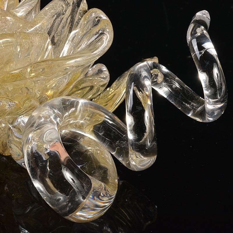 工芸ガラス　ガラス作家　伊藤珠美作　花　置物　V　R6827