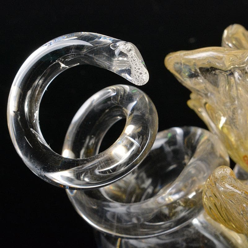 工芸ガラス　ガラス作家　伊藤珠美作　花　置物　V　R6827