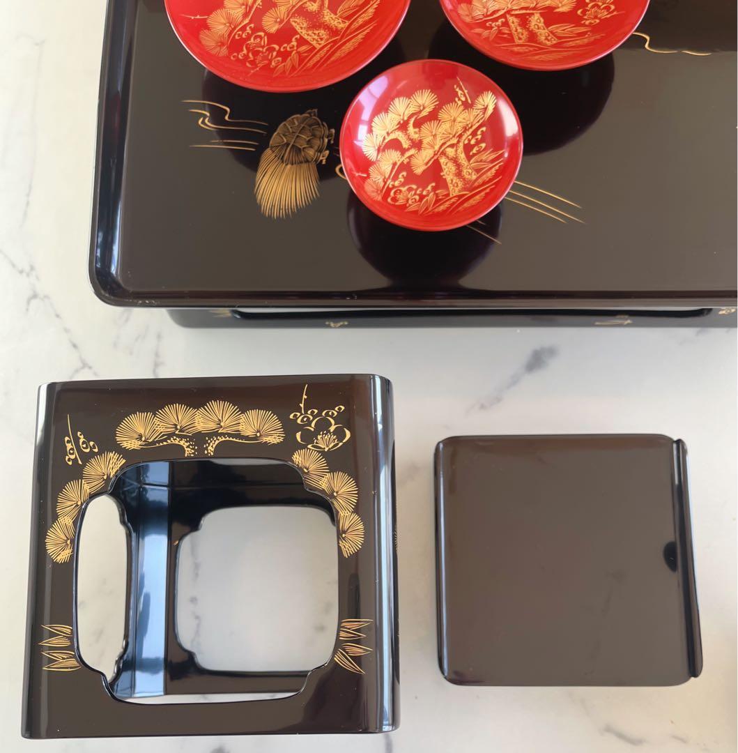 漆器セット 金箔装飾 木箱付き　輪島塗　お屠蘇セット　お正月