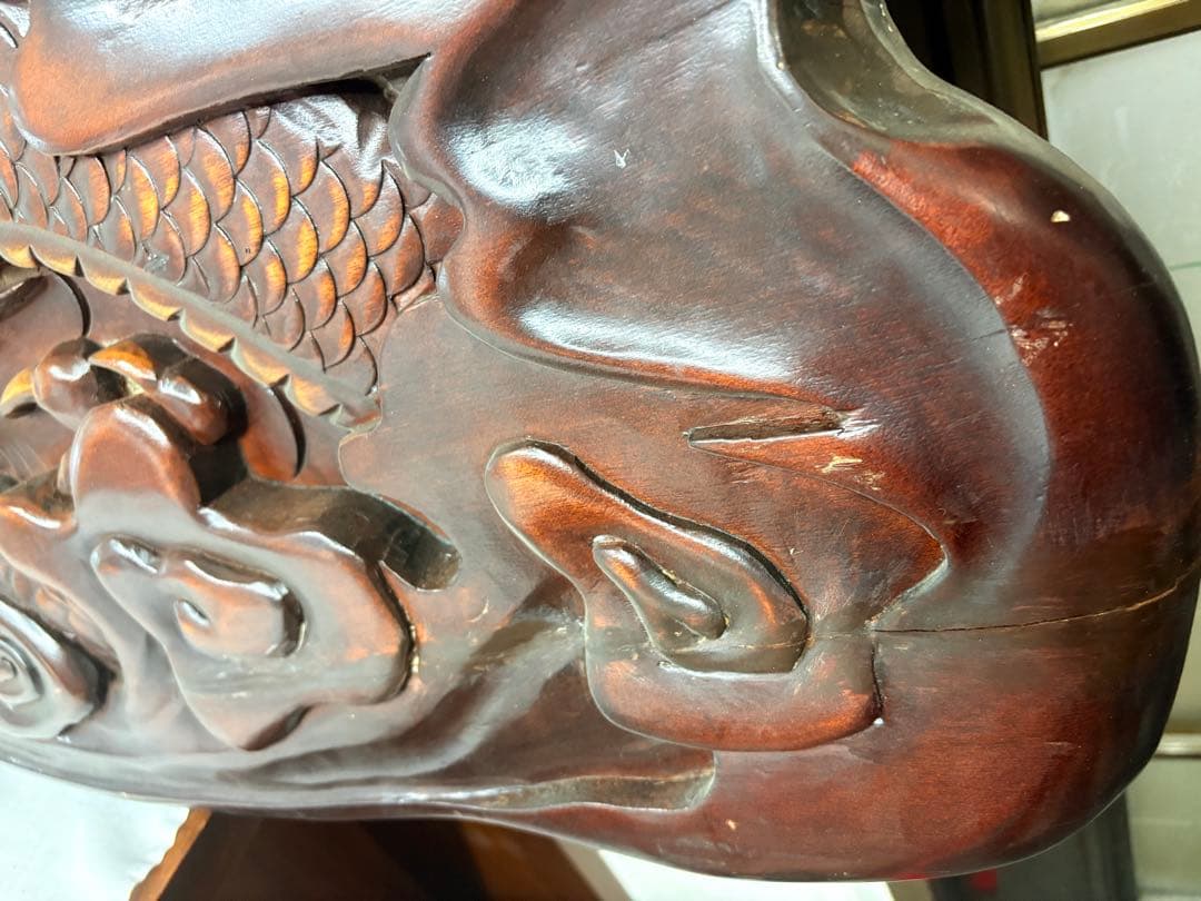 欄間　額　龍　厚彫　彫刻　アンティーク　骨董