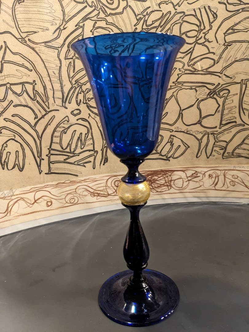 ベネチアンゴブレット-ブルーフルート-オリジナルムラーノグラス
