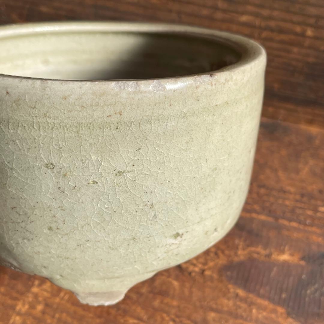 御深井三足香炉 江戸時代 御深井焼 古美濃 古瀬戸 灰釉陶器 骨董 古美術