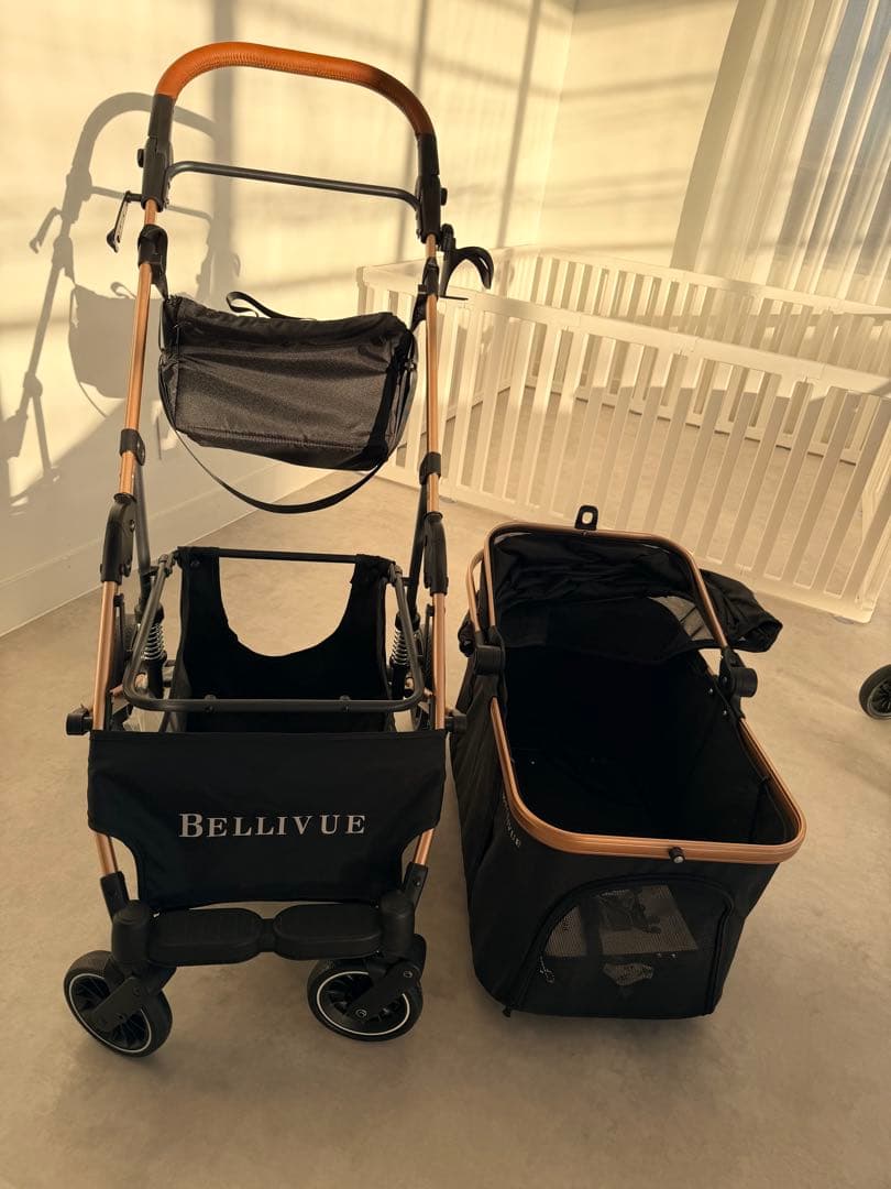 未使用 開封済み BELLIUVE ペットカート ブラック 25kgまで　分離式