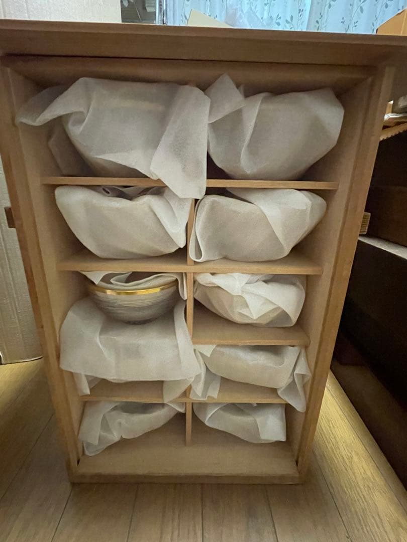 【和食器】クリスタルガラス　金縁輪線蓋茶碗　美しいガラス食器　バカラ風