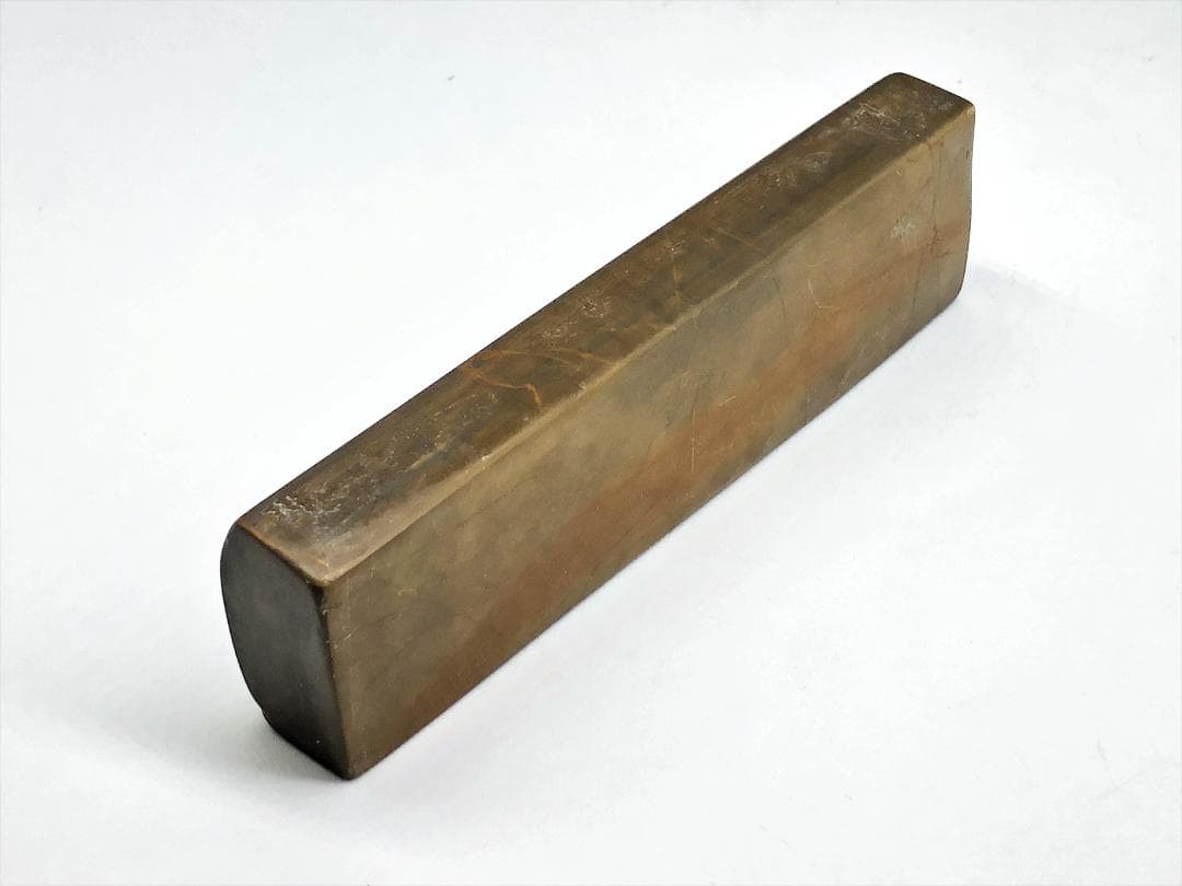 【 中国古文鎮 】　黄紋緑石　「學貴有恒」　民国古玩