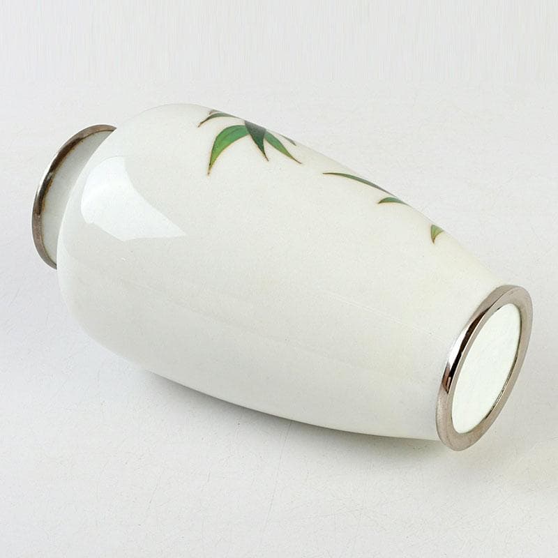 七宝焼　白地竹文　花瓶　時代箱　V　9506