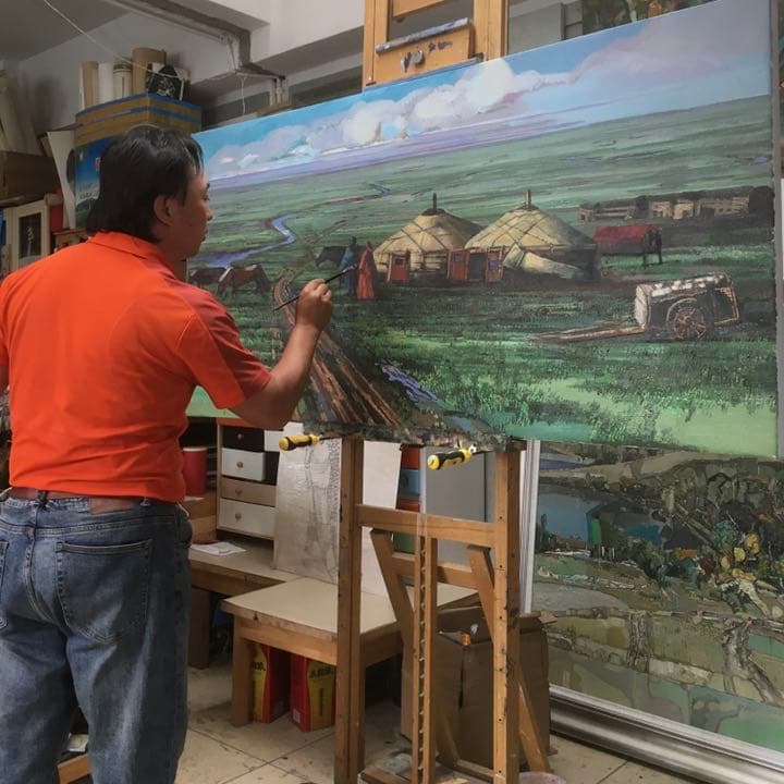 ★真作★ 文勝(ウンシュン) たわわの実 油絵 額付き 貴重作品