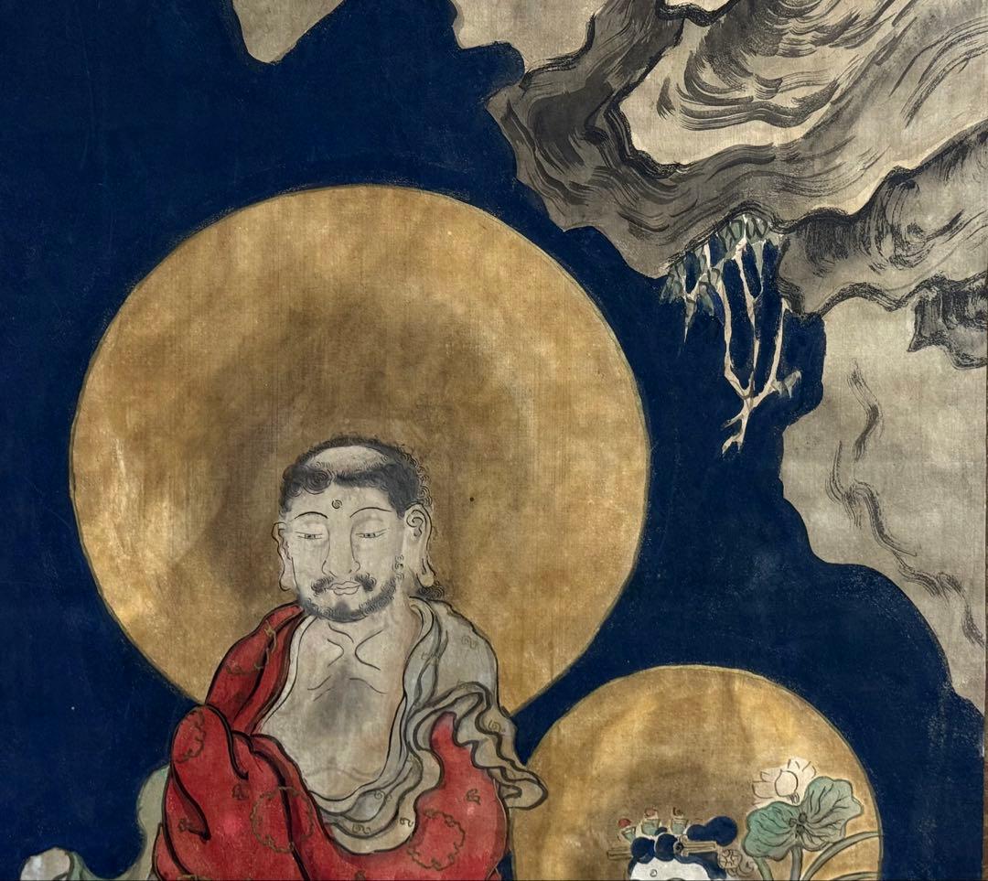 仏画　達磨　絹本肉筆　仏教美術　掛軸　送料込み250618