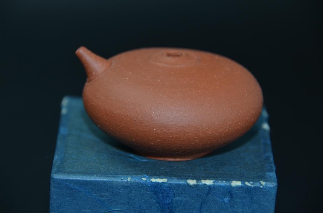 人間国宝『三代山田常山』作 梨皮　朱泥 水滴 常滑焼　朱泥　書道具