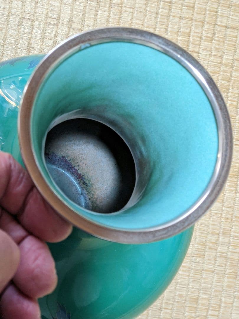 ♦尾張七宝焼 田村七宝 3代田村幸夫造 花文様花瓶 日本工芸会会員 美術品 置物