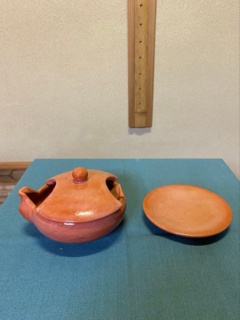 茶道具/夜咄道具 雀瓦 赤楽 利休形 松楽窯