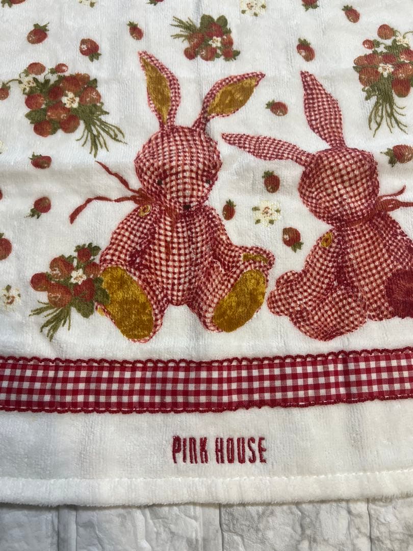PINK HOUSE ギンガムうさぎウォッシュタオル
