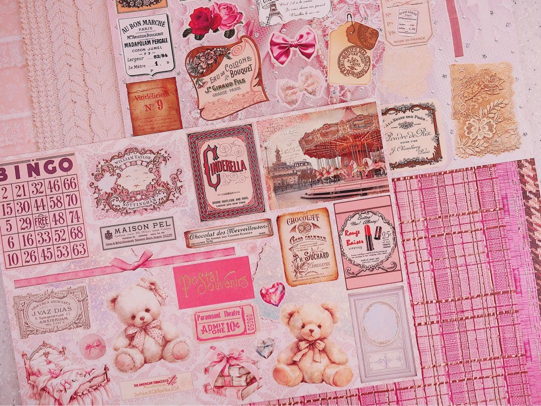 新作＆再販set 90枚♡A4デザインペーパー　コラージュ　素材　アンティーク
