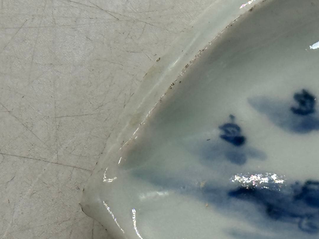 江戸　古伊万里　染付　鮑形山水人物紋小皿6点　　送料込み260130