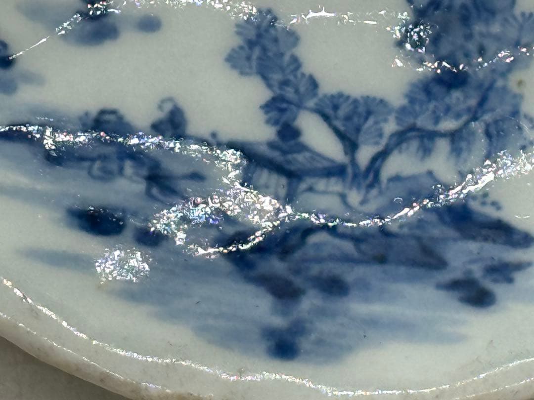 江戸　古伊万里　染付　鮑形山水人物紋小皿6点　　送料込み260130