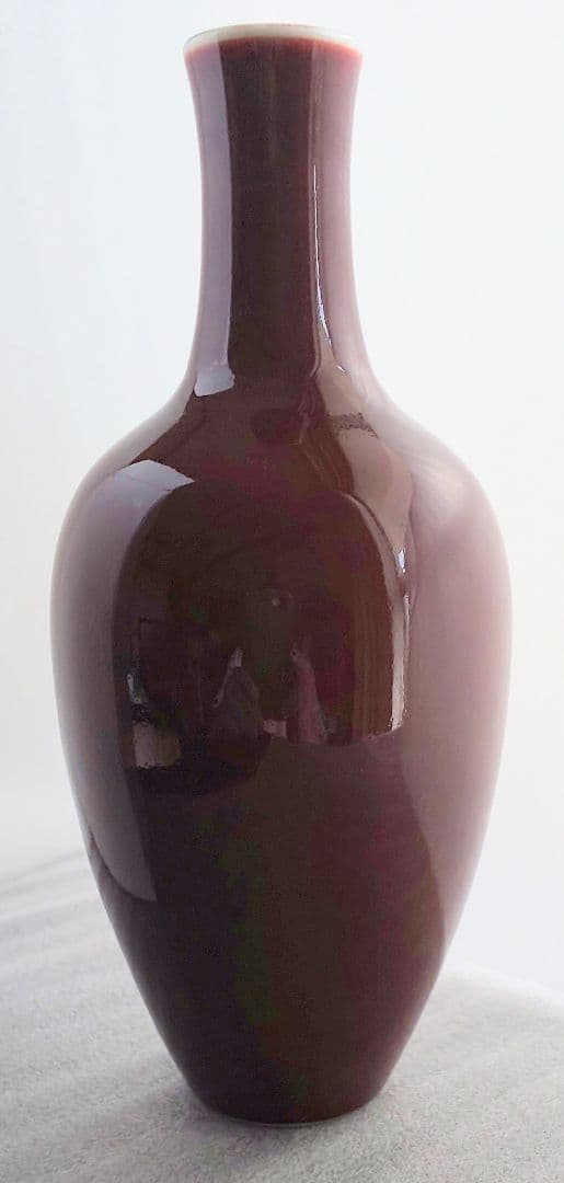 中国美術 清乾隆 紅釉直径瓶 紅釉長頸瓶 辰砂花瓶