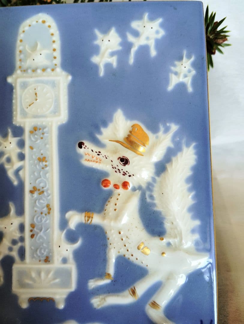 マイセン　オオカミと七匹の子羊　置物