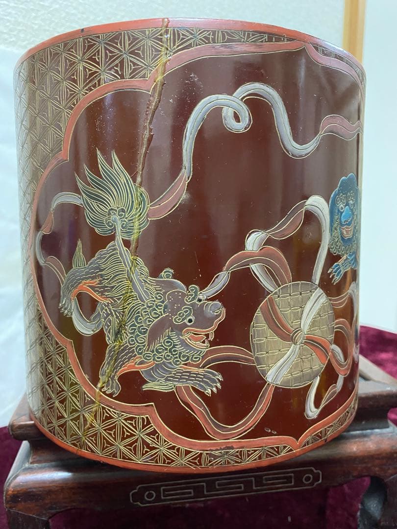 筆筒 文房用品 中国 唐物 漆器 書道 清朝