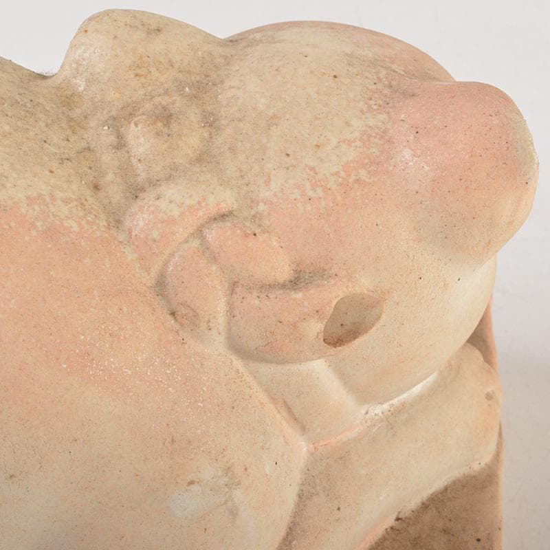 備前焼　落雁窯　古備前　白備前　猫　置物　M　R7152