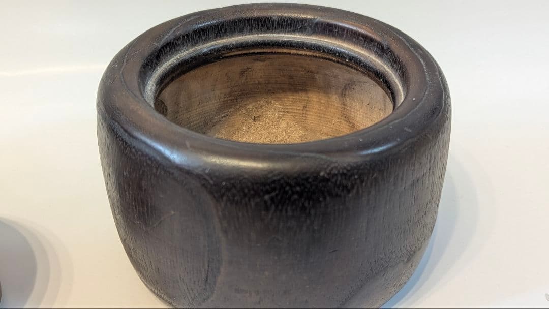 時代物　小型手あぶり火鉢　一刀彫 蒔絵　古道具　アンティーク　骨董　天然木